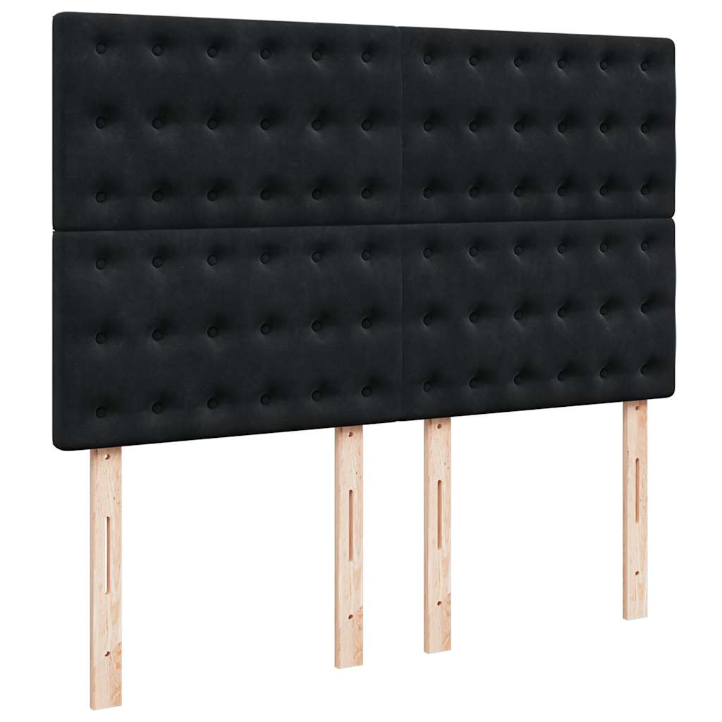 Sommier à lattes de lit avec matelas Noir 140x190 cm Velours - XIOS