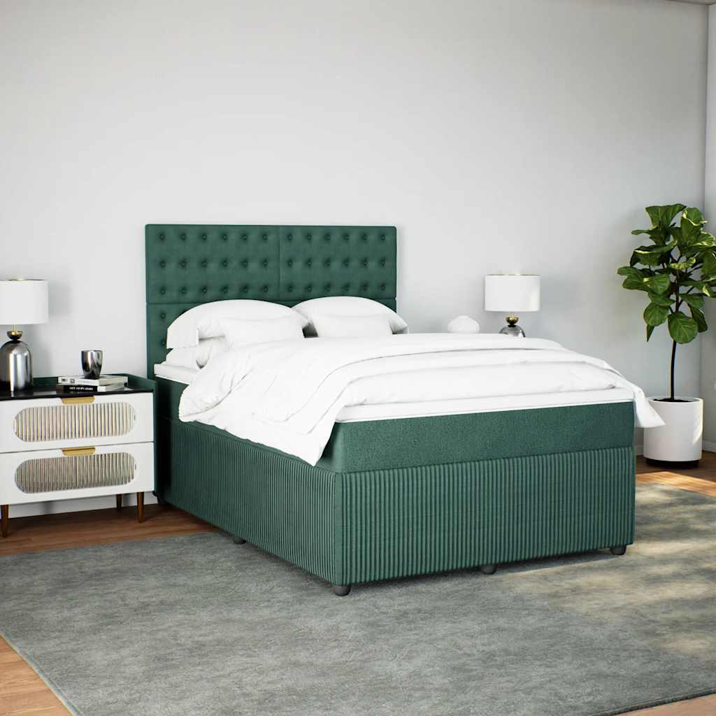 Sommier à lattes de lit et matelas Vert foncé 140x190cm Velours - XIOS