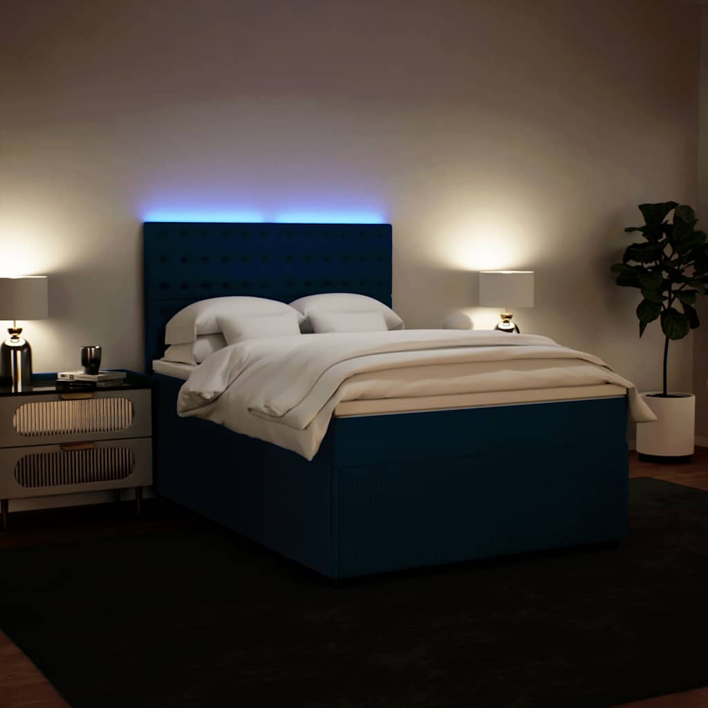 Sommier à lattes de lit et matelas bleu 140x190 cm velours - XIOS