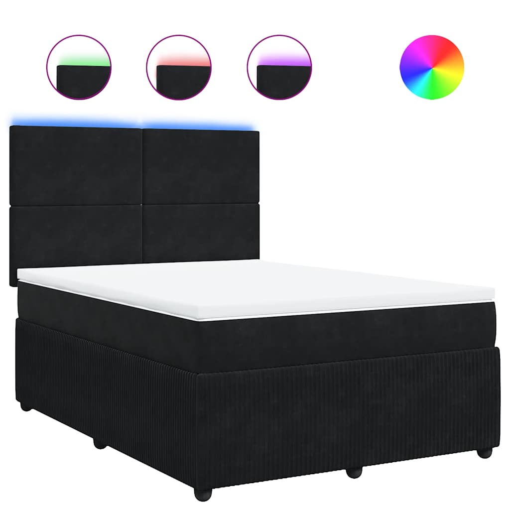 Sommier à lattes de lit avec matelas Noir 140x200 cm Velours - XIOS