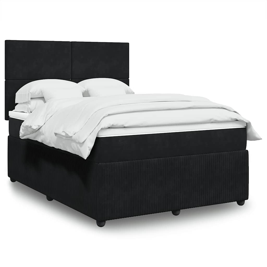 Sommier à lattes de lit avec matelas Noir 140x200 cm Velours - XIOS