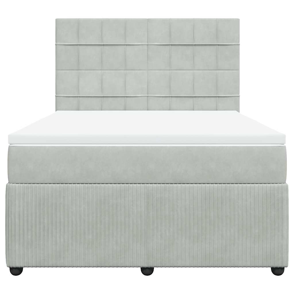 Sommier à lattes de lit et matelas Gris clair 140x200cm Velours