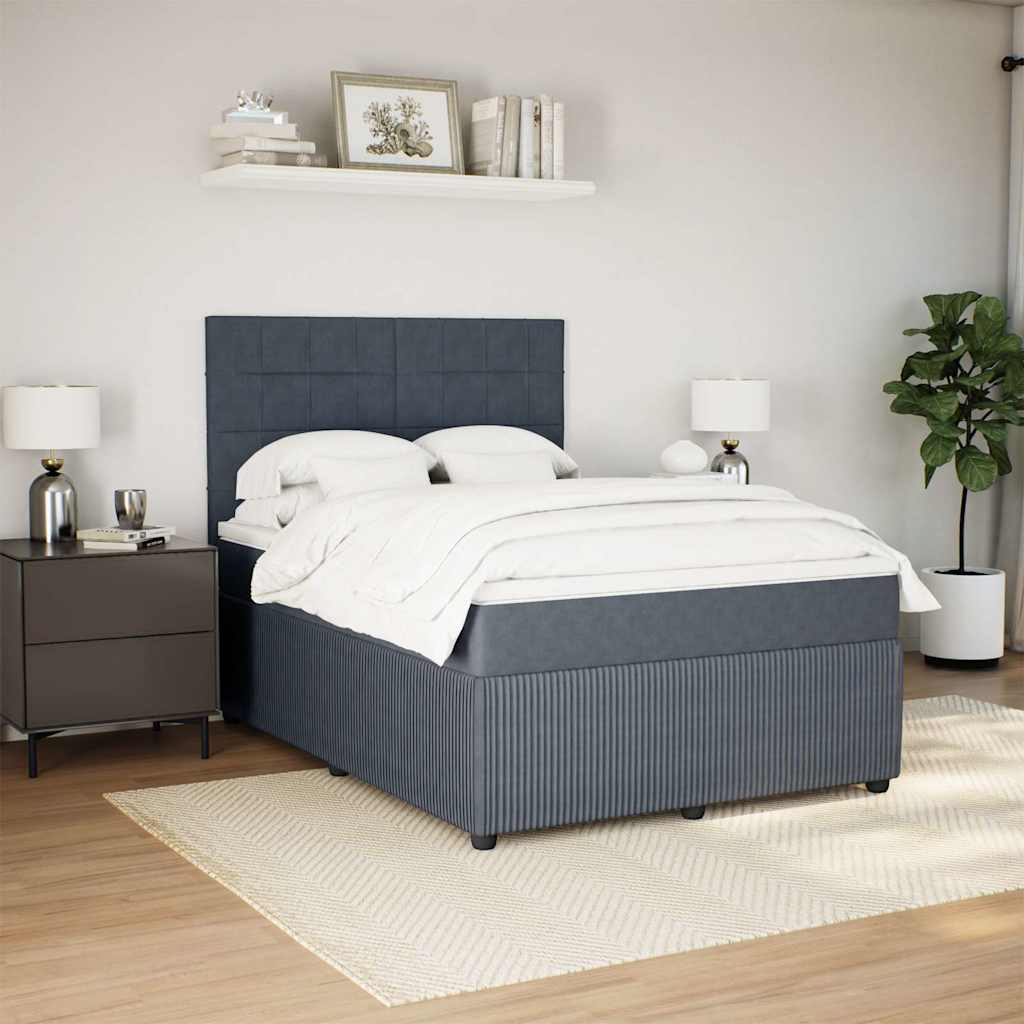 Sommier à lattes de lit et matelas Gris foncé 140x200cm Velours - XIOS
