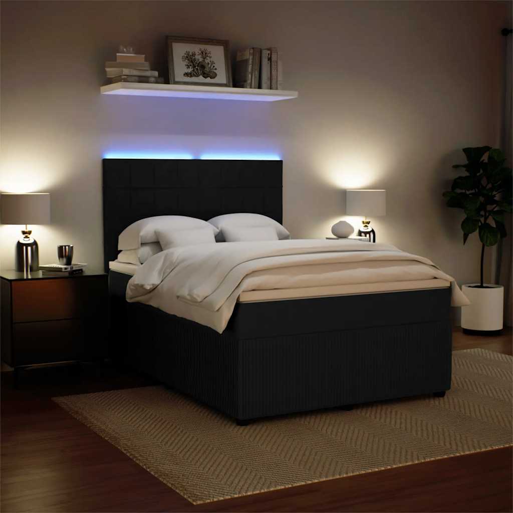 Sommier à lattes de lit avec matelas Noir 140x200 cm Velours - XIOS