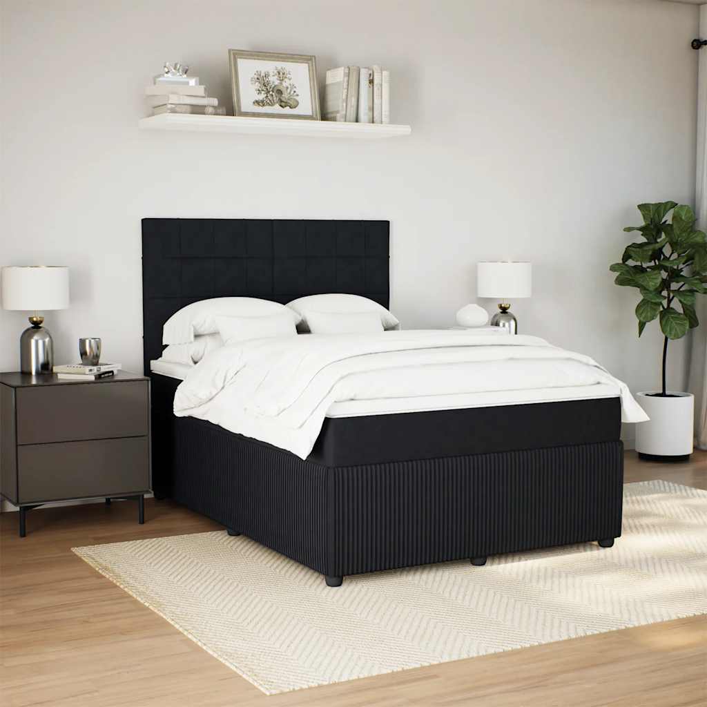 Sommier à lattes de lit avec matelas Noir 140x200 cm Velours - XIOS