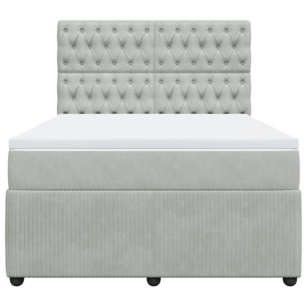 Sommier à lattes de lit et matelas Gris clair 140x200cm Velours - XIOS