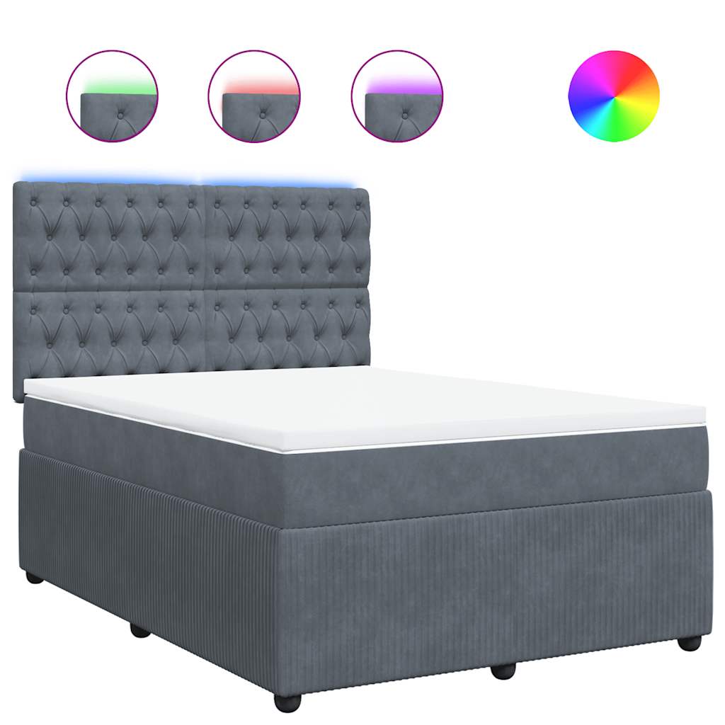 Sommier à lattes de lit et matelas Gris foncé 140x200cm Velours - XIOS