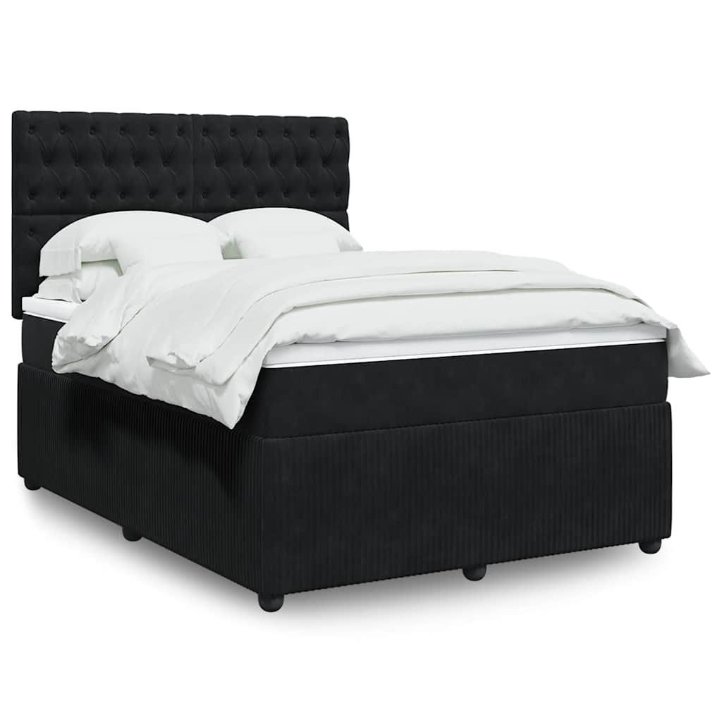 Sommier à lattes de lit avec matelas Noir 140x200 cm Velours - XIOS