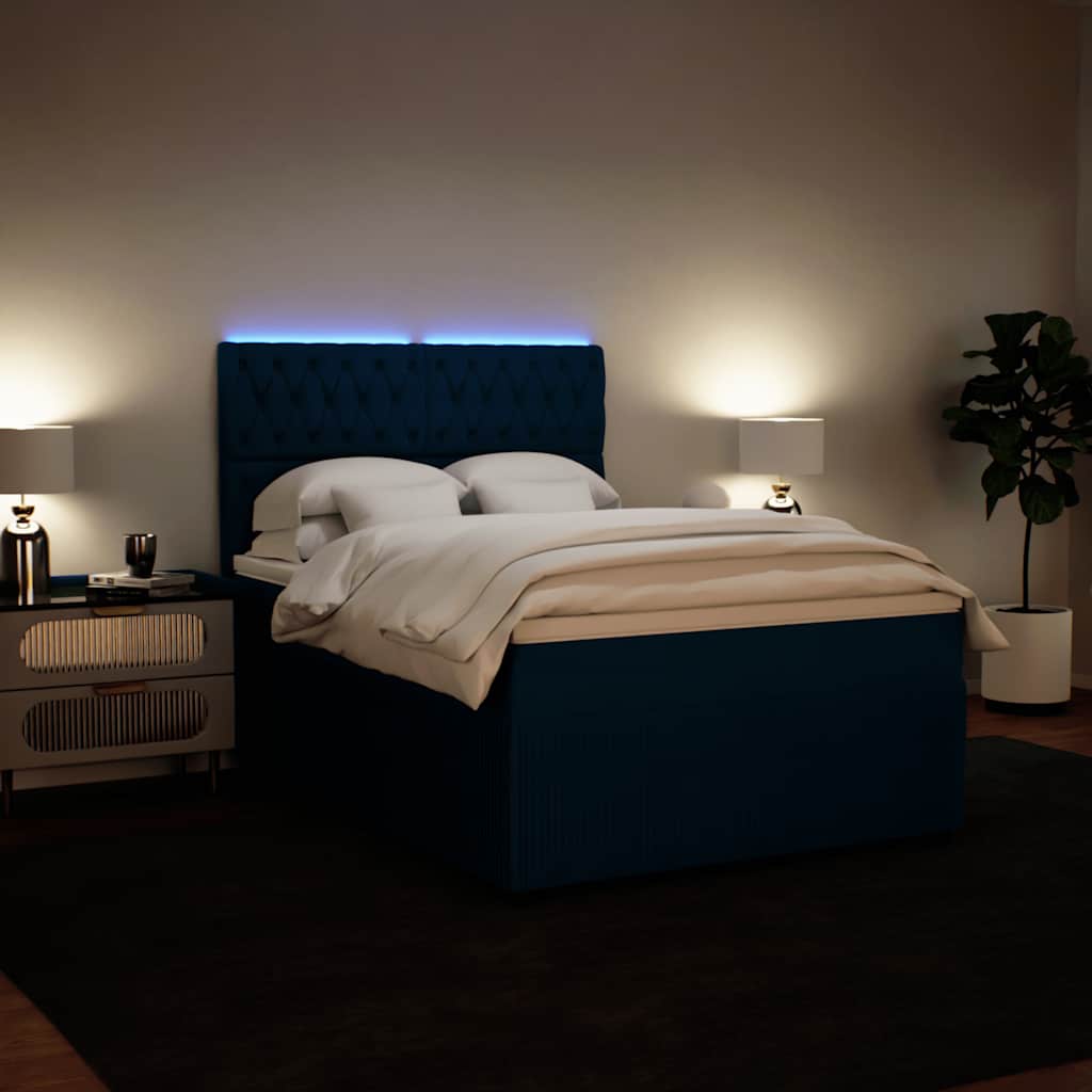 Sommier à lattes de lit et matelas bleu 140x200 cm velours - XIOS