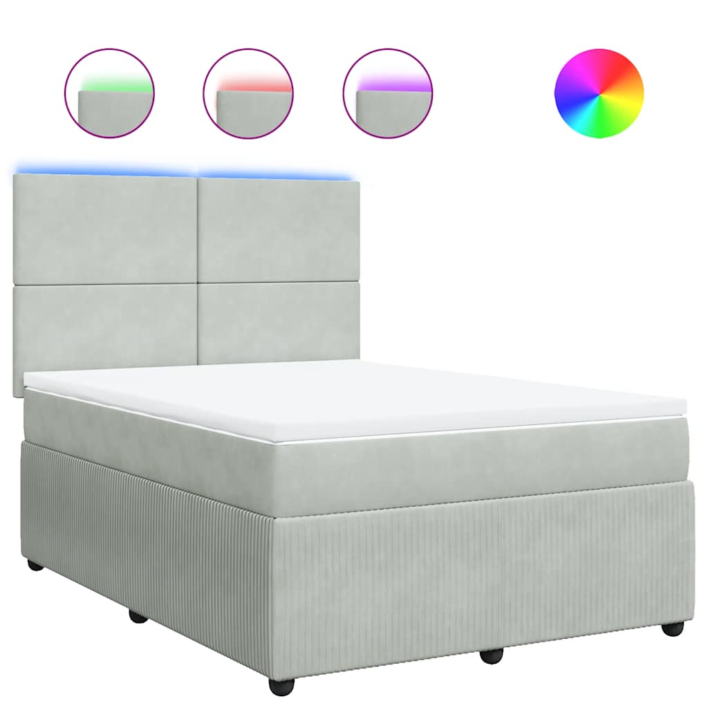 Sommier à lattes de lit et matelas Gris clair 160x200cm Velours - XIOS