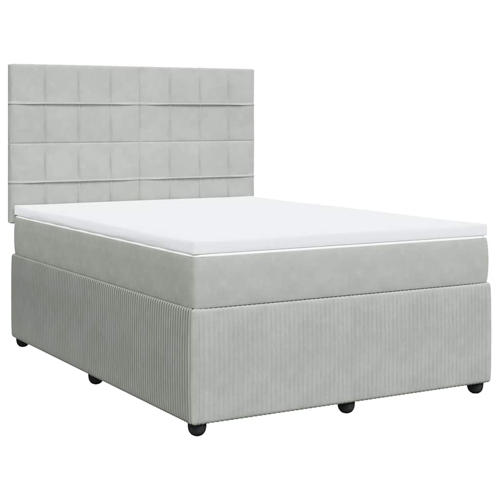 Sommier à lattes de lit et matelas Gris clair 160x200cm Velours - XIOS