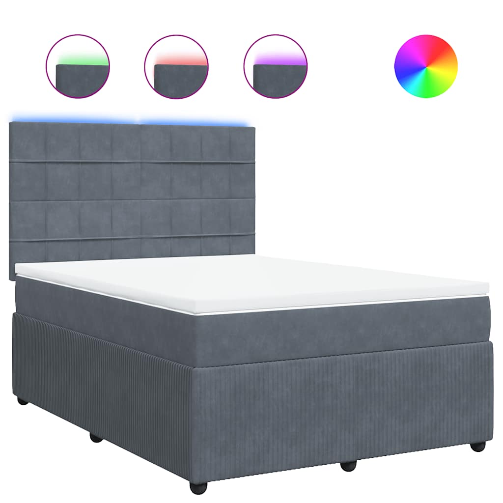Sommier à lattes de lit et matelas Gris foncé 160x200cm Velours - XIOS