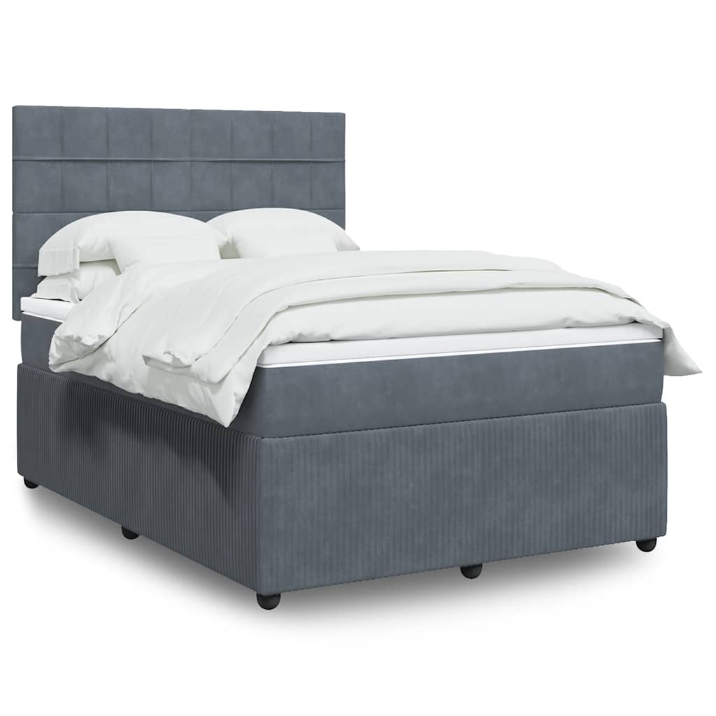 Sommier à lattes de lit et matelas Gris foncé 160x200cm Velours - XIOS