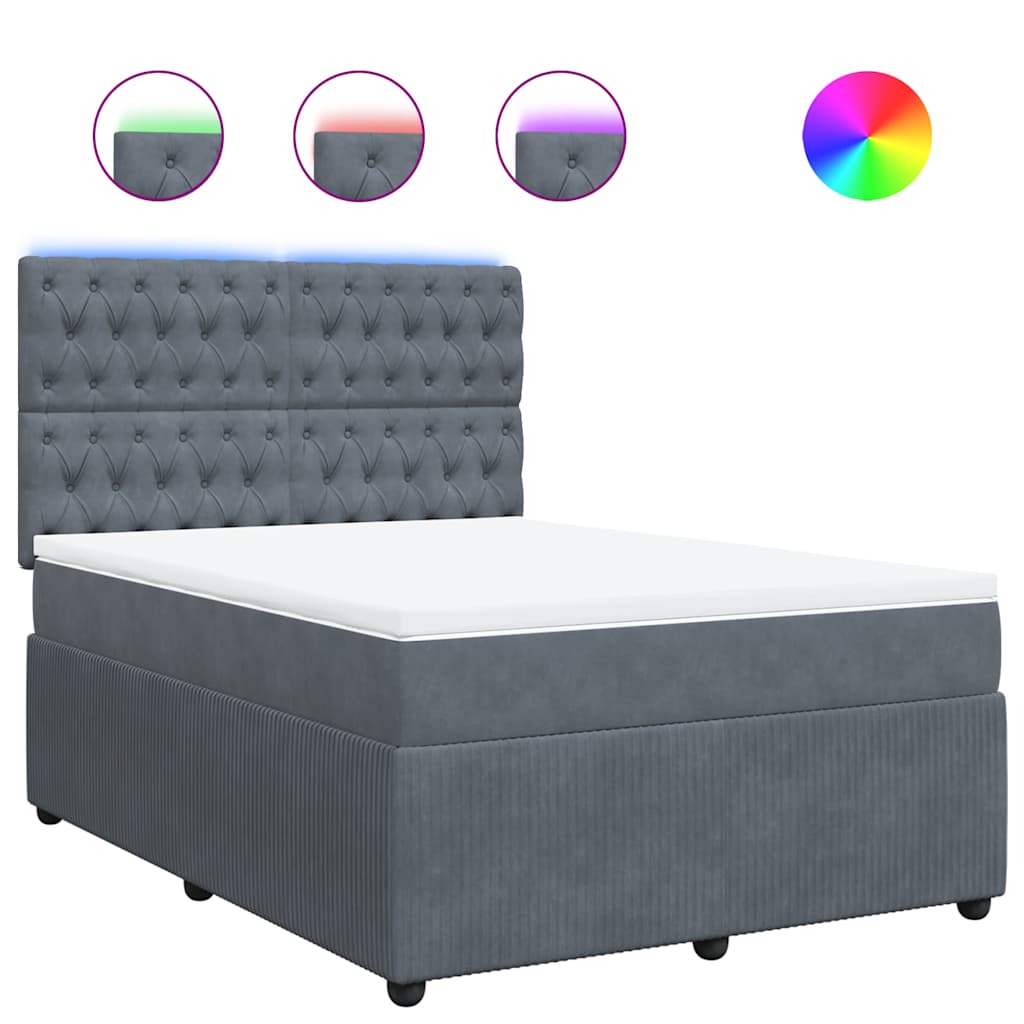 Sommier à lattes de lit et matelas Gris foncé 160x200cm Velours - XIOS