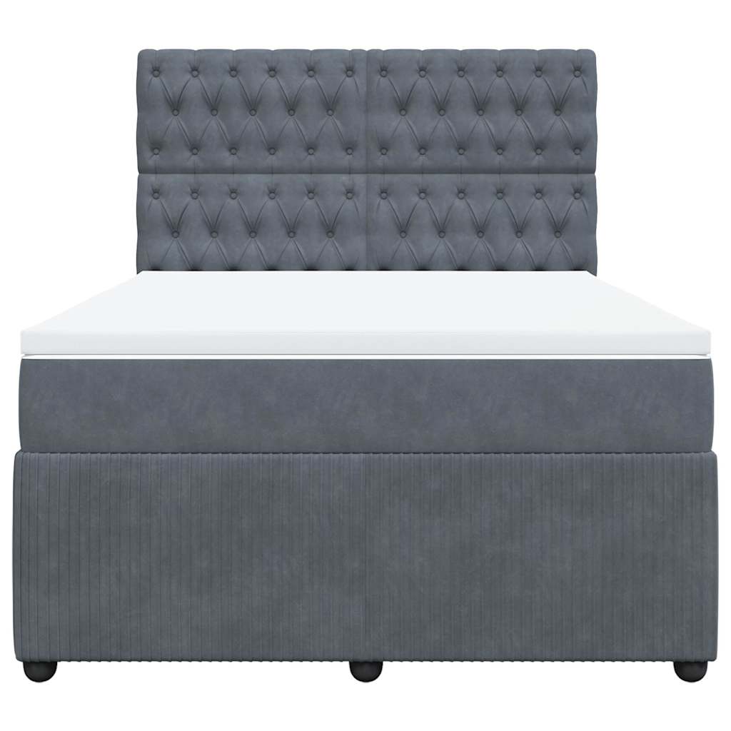 Sommier à lattes de lit et matelas Gris foncé 160x200cm Velours - XIOS