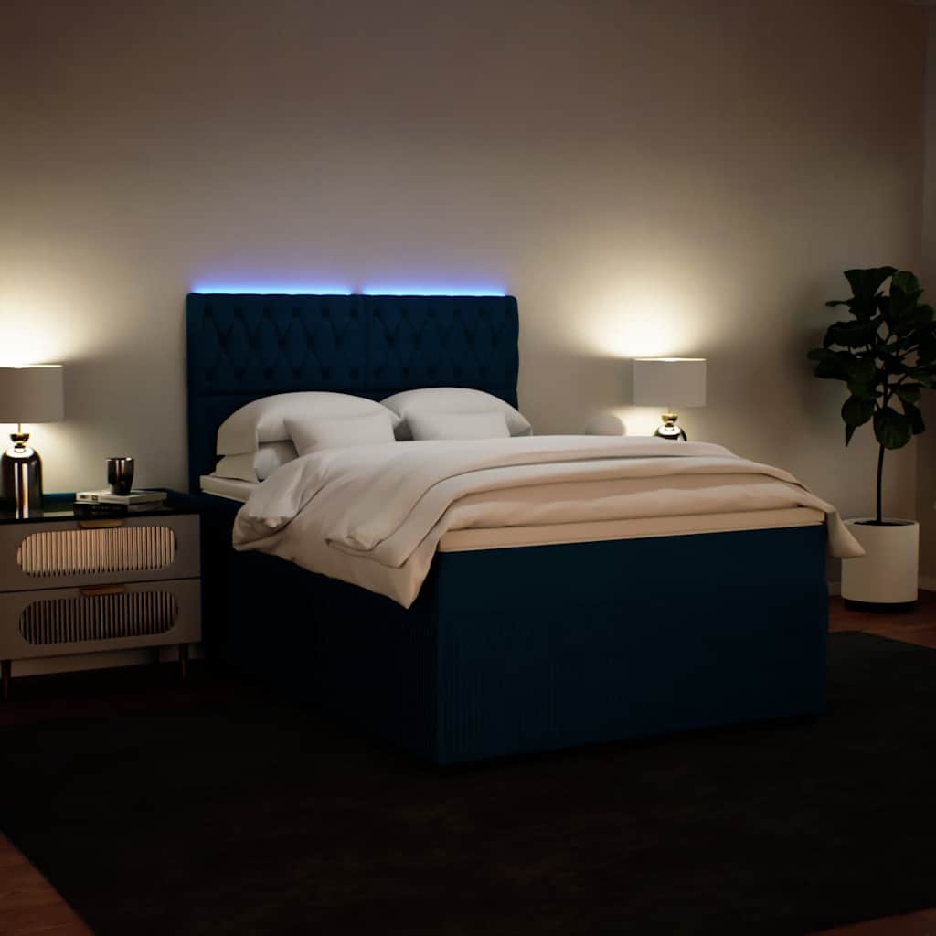Sommier à lattes de lit et matelas bleu 160x200 cm velours - XIOS