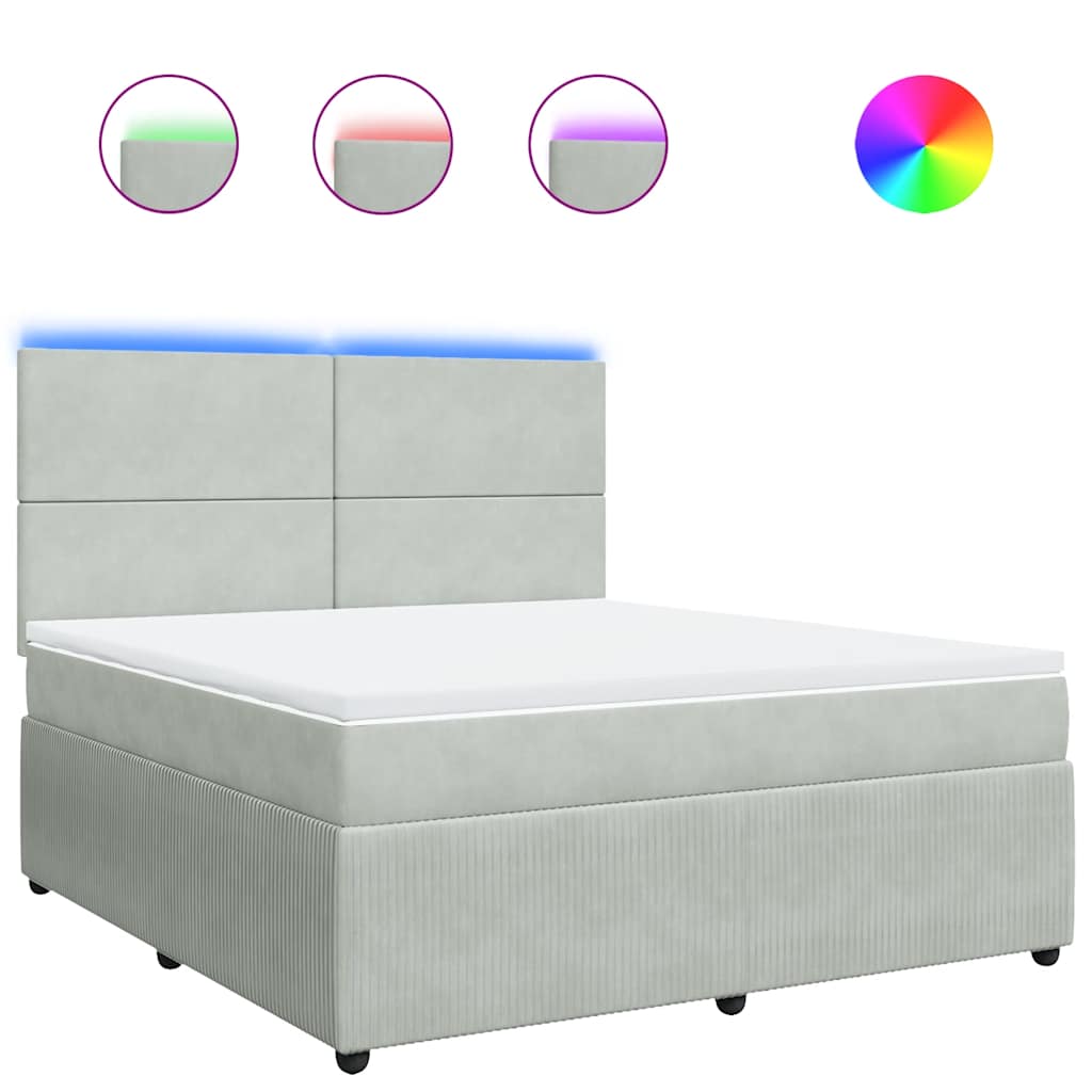 Sommier à lattes de lit et matelas Gris clair 180x200cm Velours - XIOS