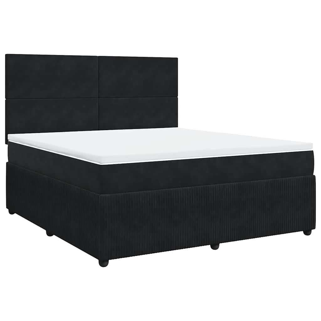 Sommier à lattes de lit avec matelas Noir 180x200 cm Velours - XIOS
