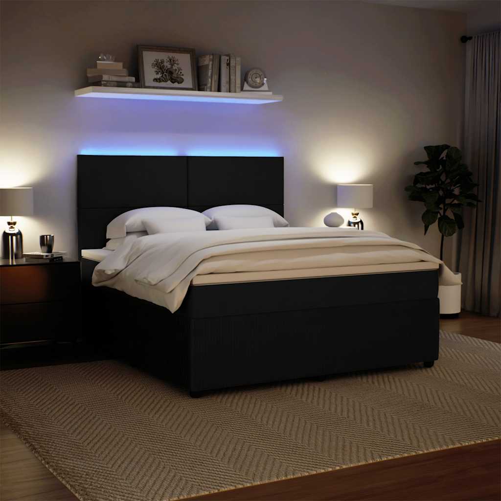 Sommier à lattes de lit avec matelas Noir 180x200 cm Velours - XIOS