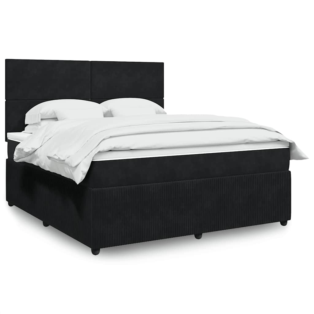 Sommier à lattes de lit avec matelas Noir 180x200 cm Velours - XIOS