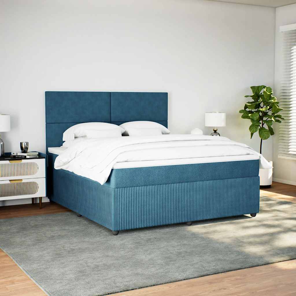 Sommier à lattes de lit et matelas bleu 180x200 cm velours - XIOS