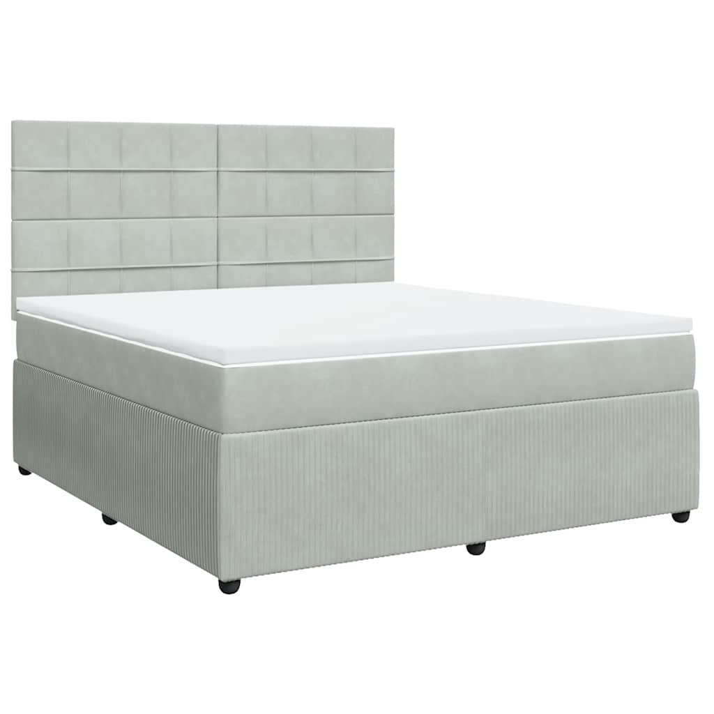 Sommier à lattes de lit et matelas Gris clair 180x200cm Velours - XIOS