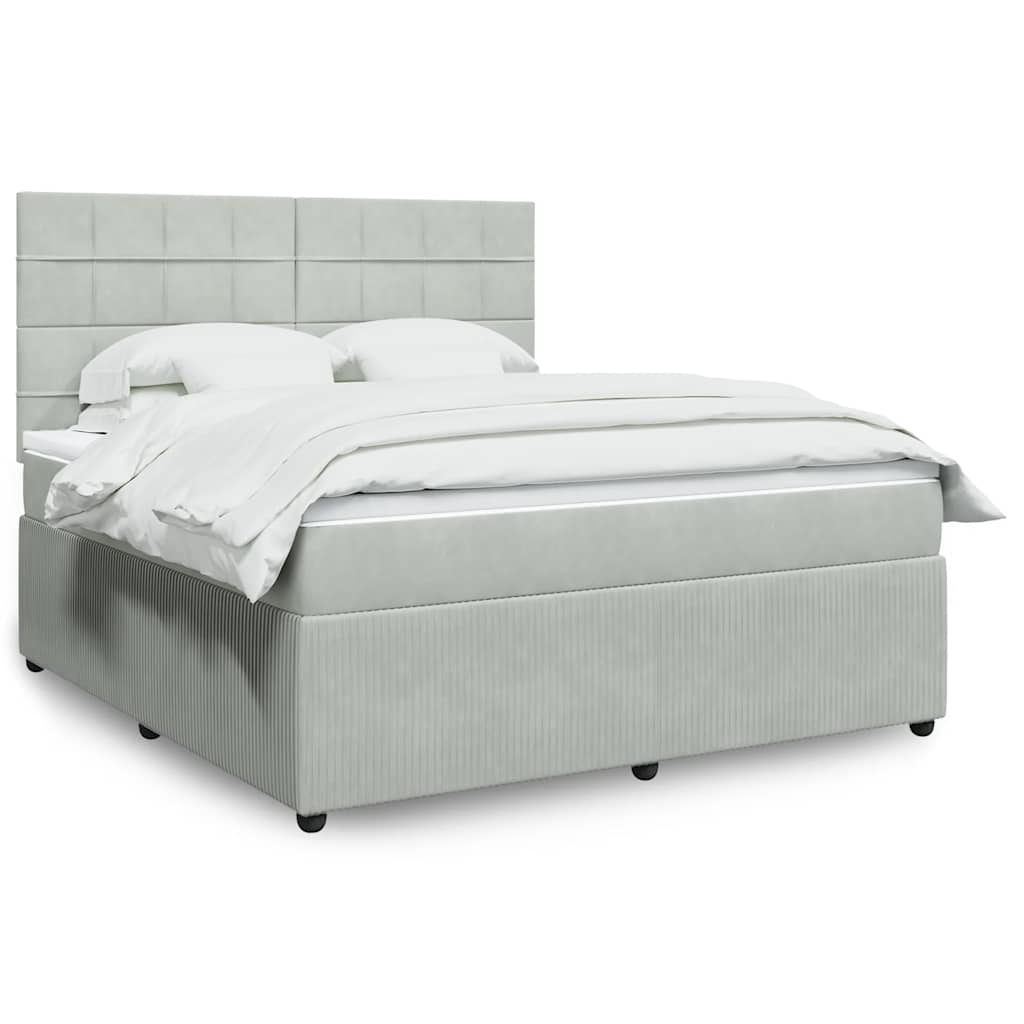 Sommier à lattes de lit et matelas Gris clair 180x200cm Velours - XIOS