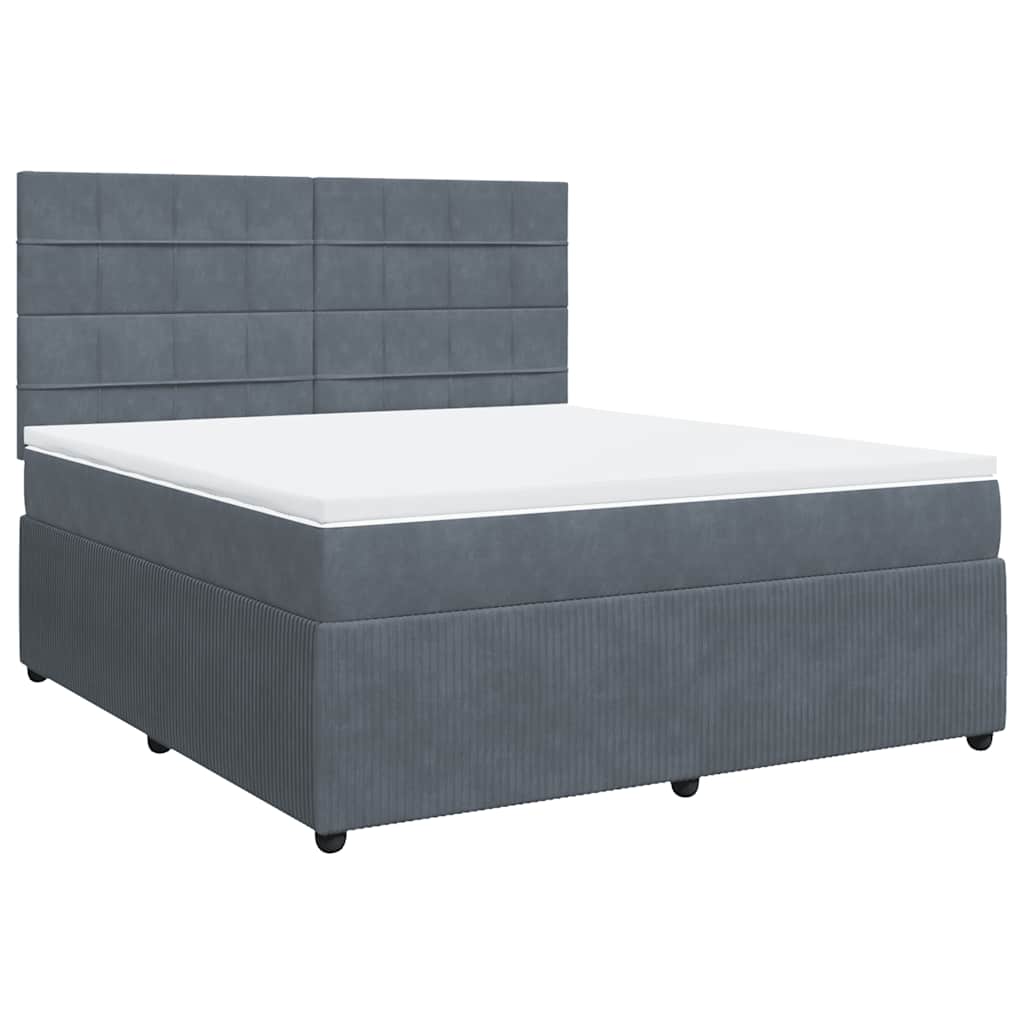 Sommier à lattes de lit et matelas Gris foncé 180x200cm Velours - XIOS