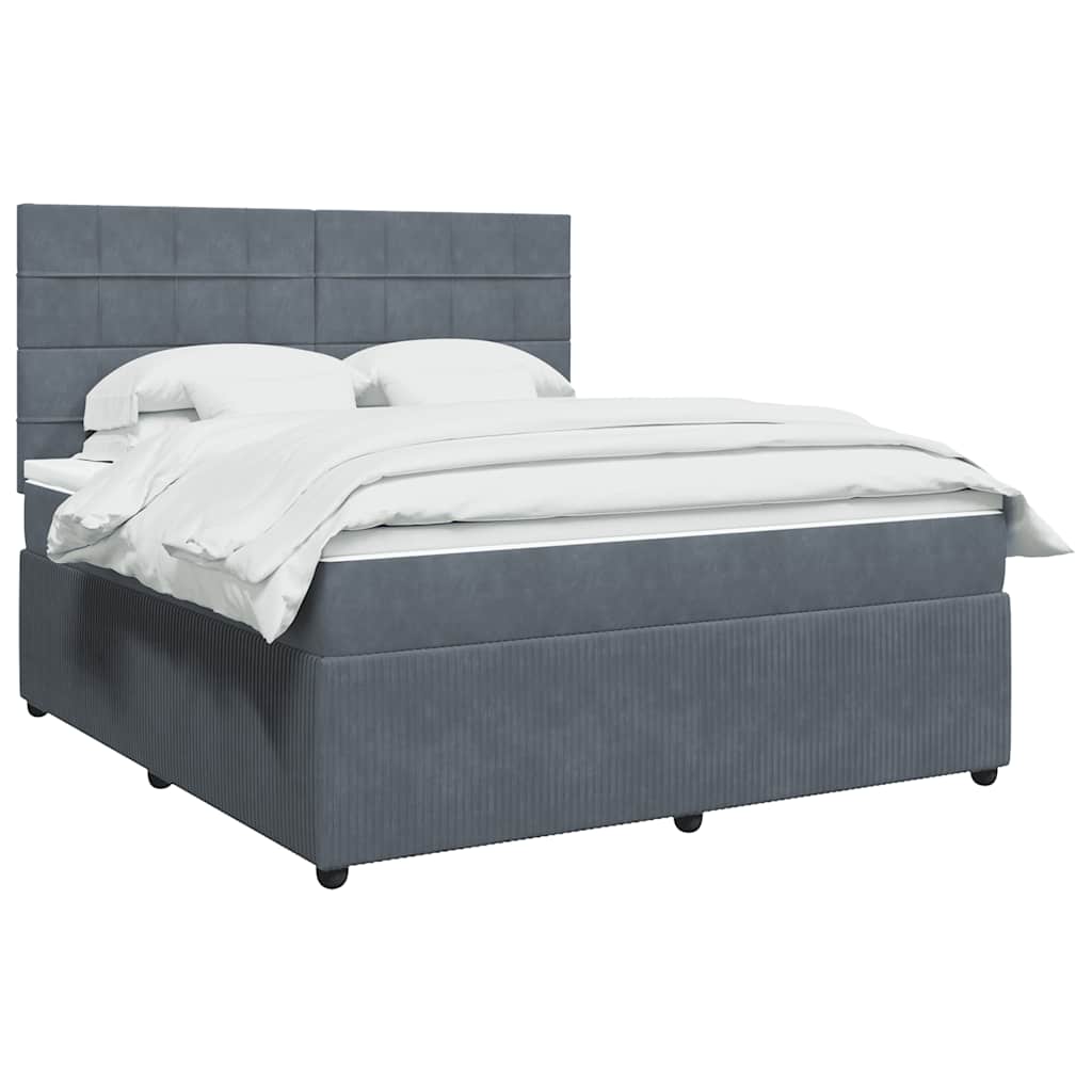Sommier à lattes de lit et matelas Gris foncé 180x200cm Velours - XIOS