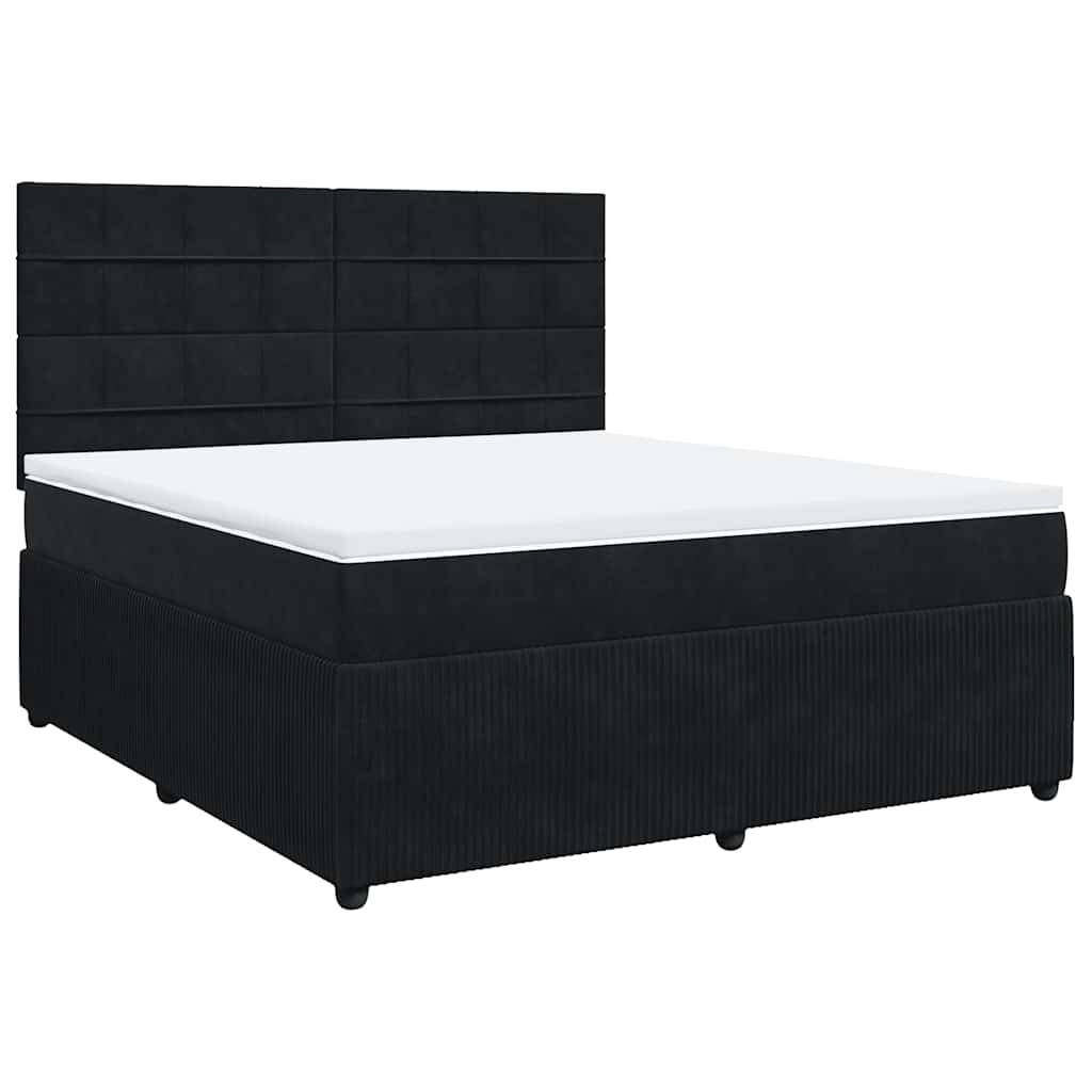 Sommier à lattes de lit avec matelas Noir 180x200 cm Velours - XIOS