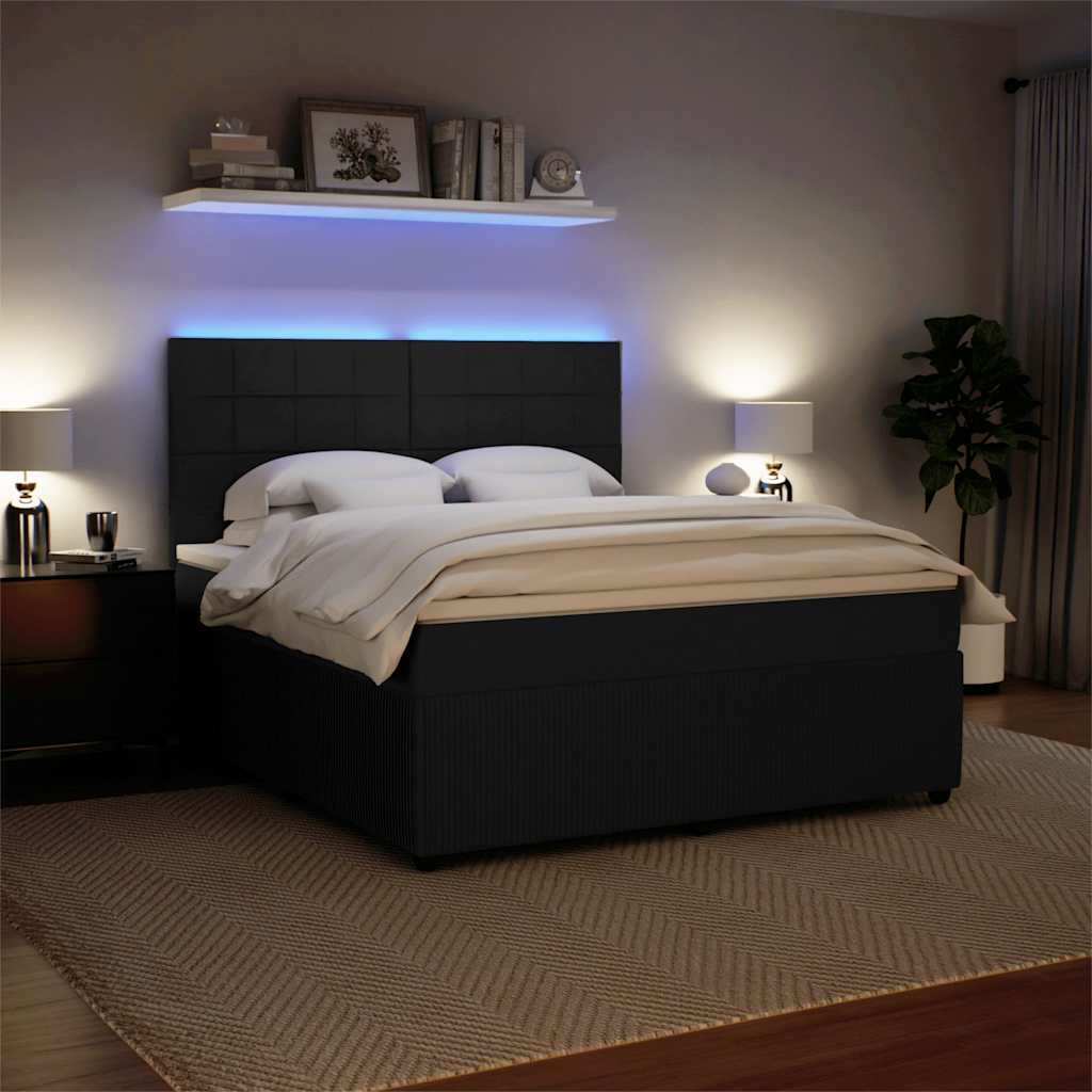 Sommier à lattes de lit avec matelas Noir 180x200 cm Velours - XIOS