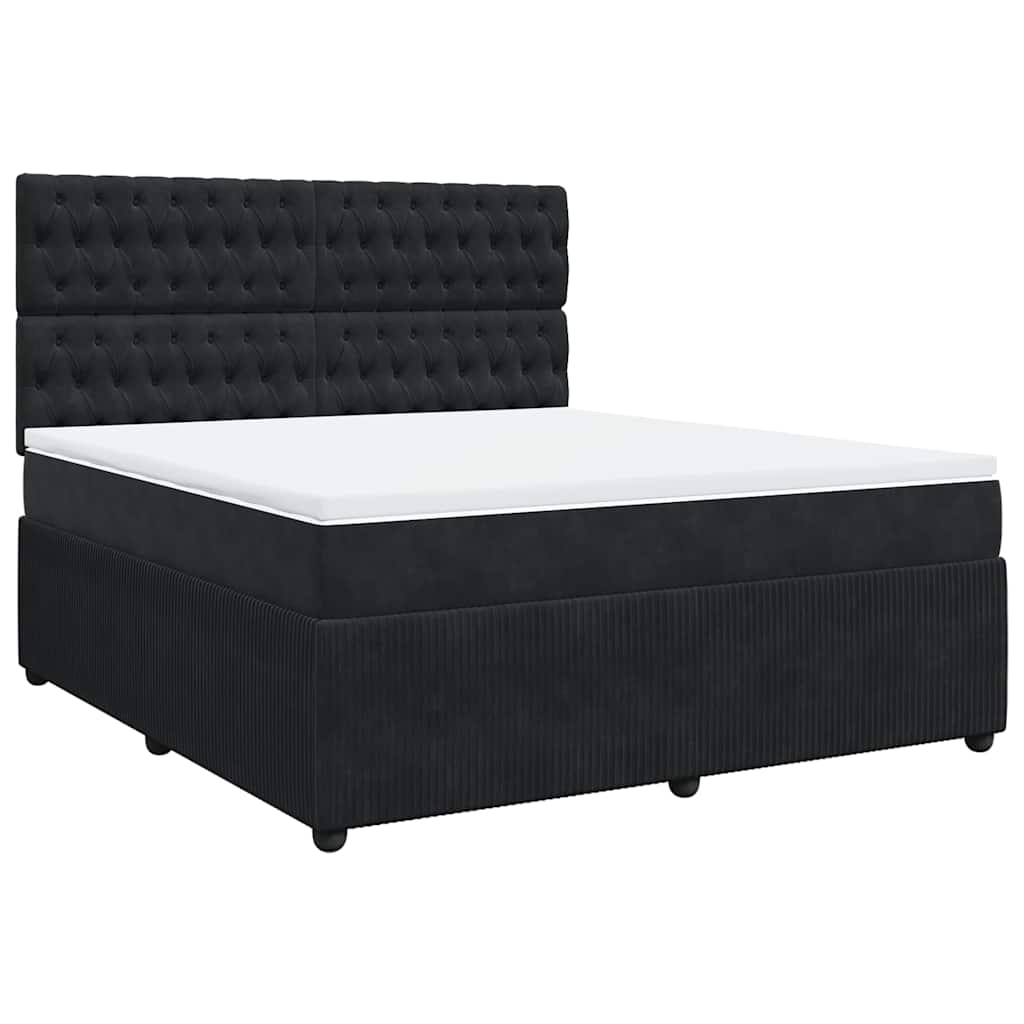 Sommier à lattes de lit avec matelas Noir 180x200 cm Velours - XIOS