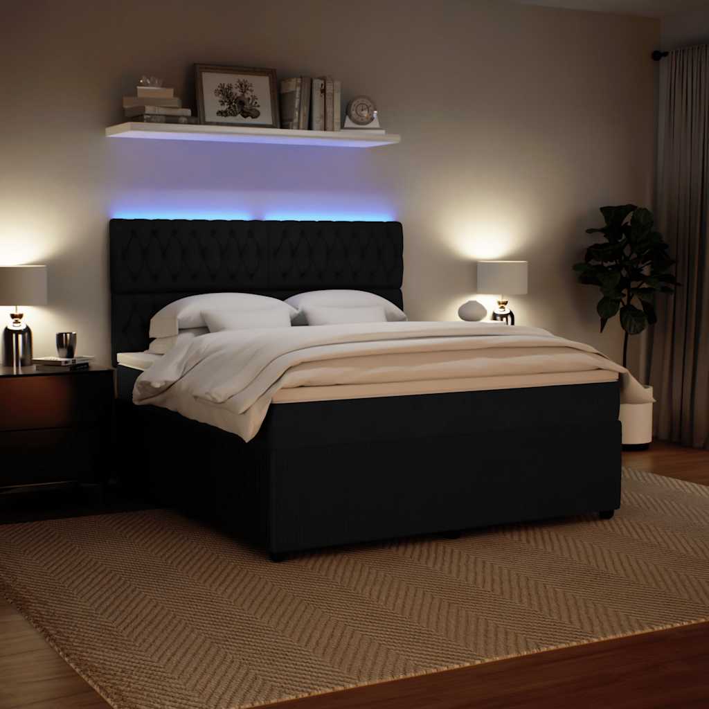 Sommier à lattes de lit avec matelas Noir 180x200 cm Velours - XIOS