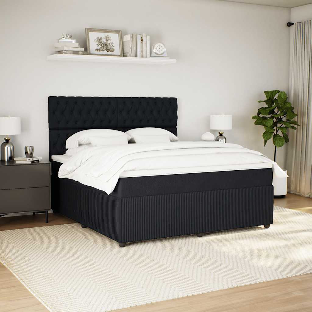 Sommier à lattes de lit avec matelas Noir 180x200 cm Velours - XIOS