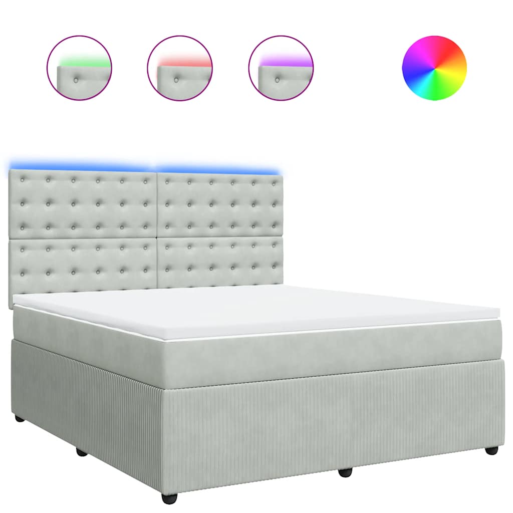 Sommier à lattes de lit et matelas Gris clair 180x200cm Velours - XIOS