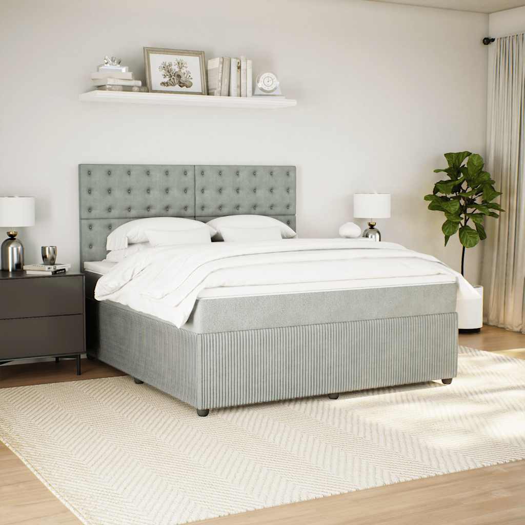 Sommier à lattes de lit et matelas Gris clair 180x200cm Velours - XIOS