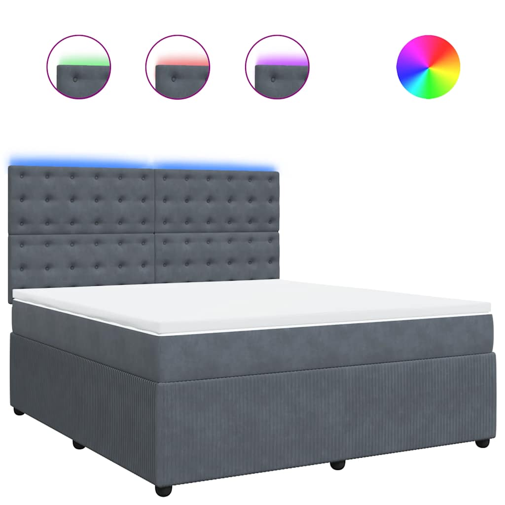 Sommier à lattes de lit et matelas Gris foncé 180x200cm Velours - XIOS