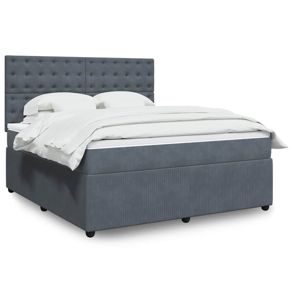 Sommier à lattes de lit et matelas Gris foncé 180x200cm Velours - XIOS