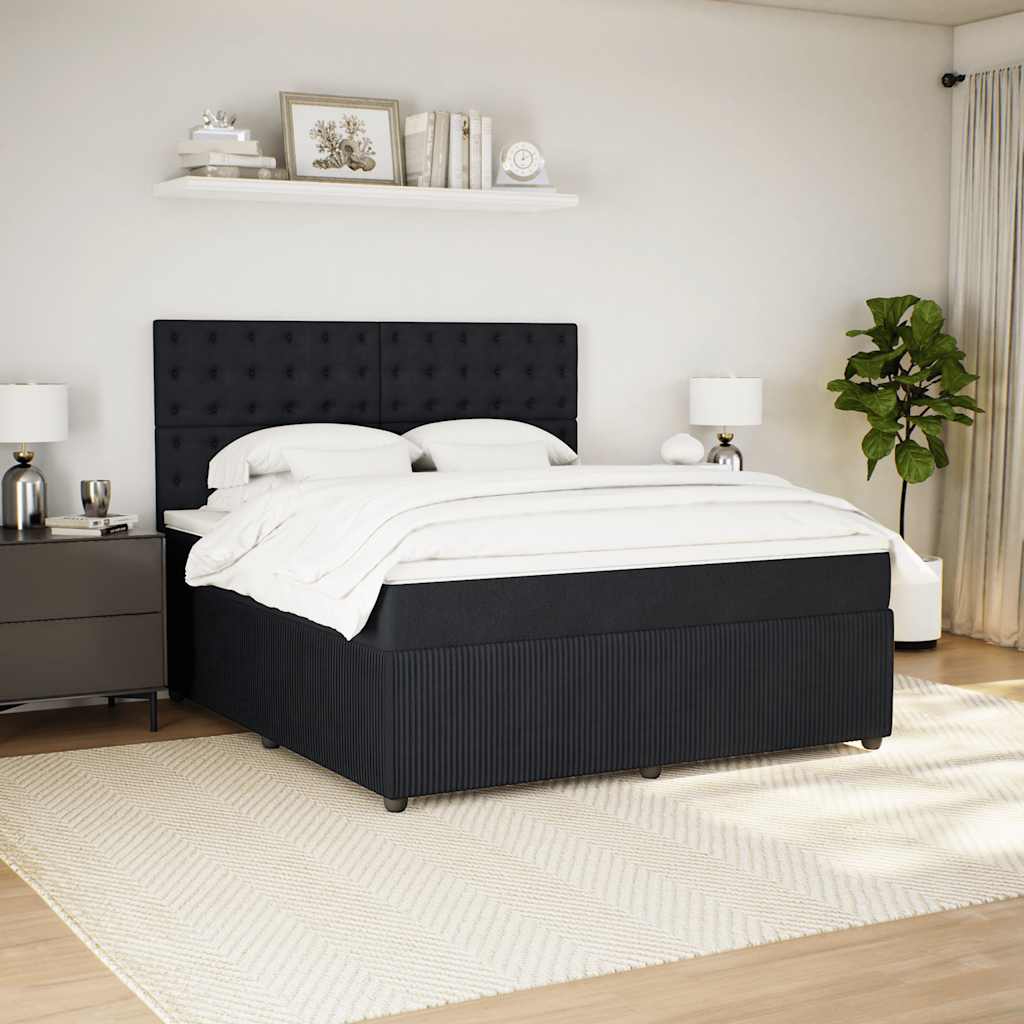 Sommier à lattes de lit avec matelas Noir 180x200 cm Velours - XIOS