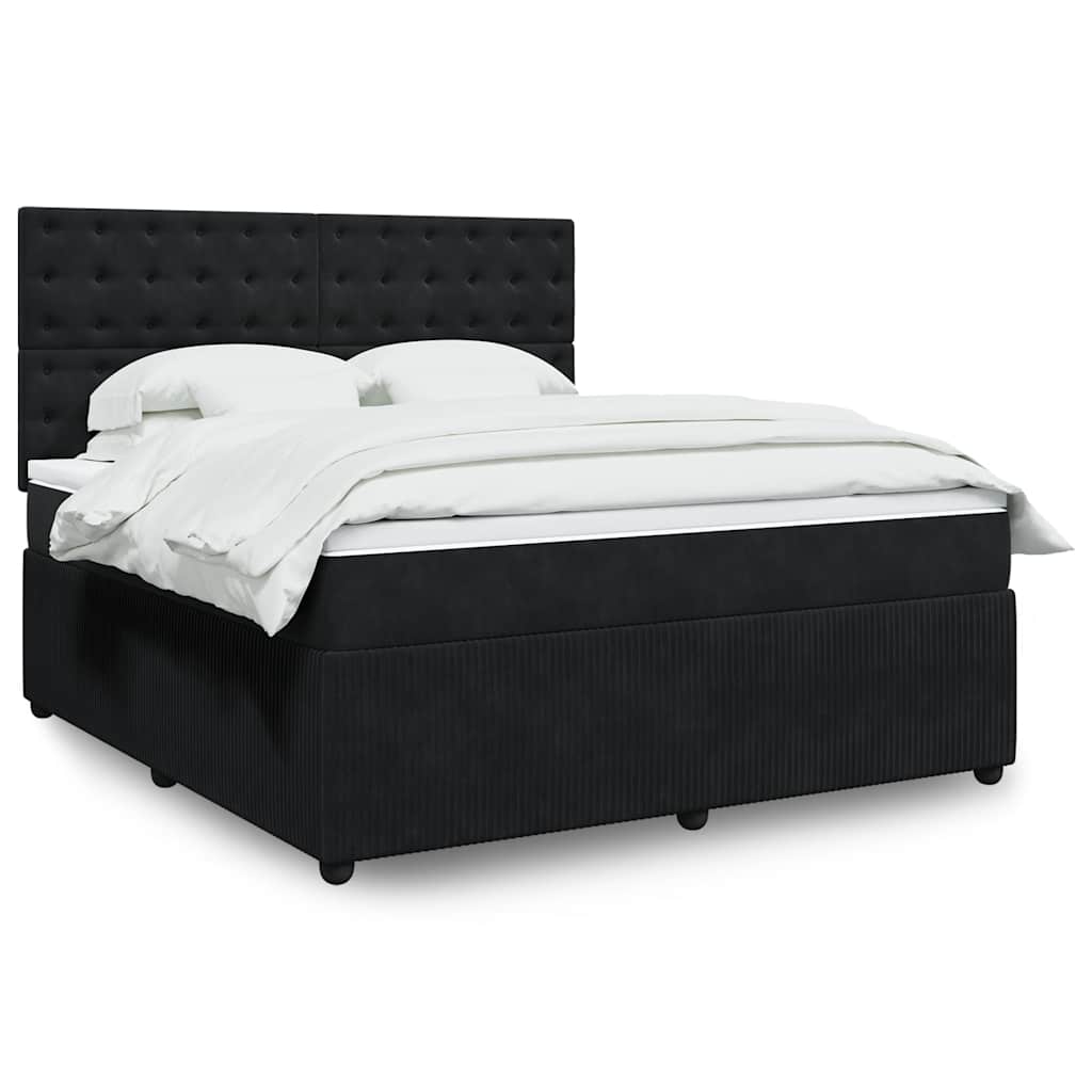 Sommier à lattes de lit avec matelas Noir 180x200 cm Velours - XIOS