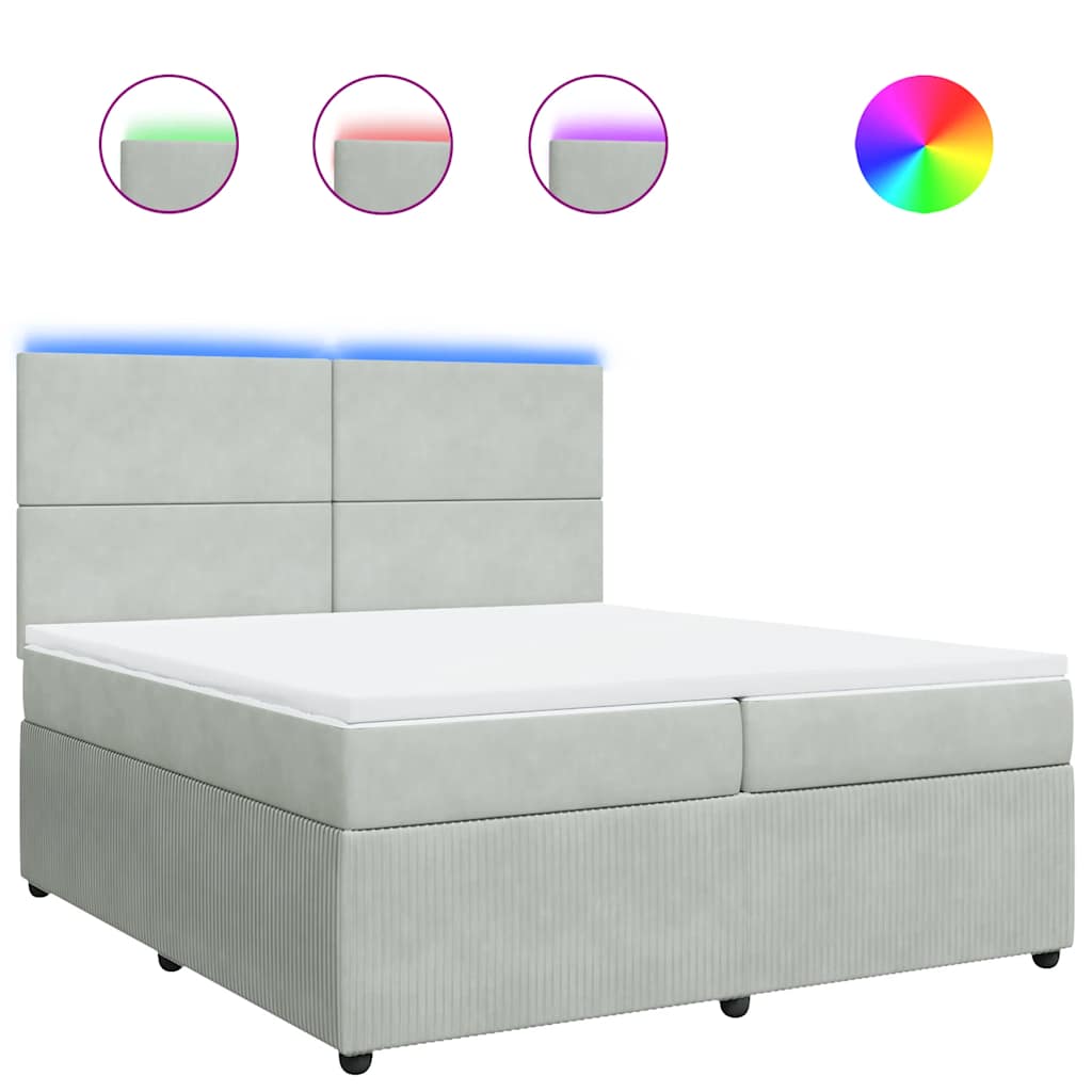Sommier à lattes de lit et matelas Gris clair 200x200cm Velours - XIOS