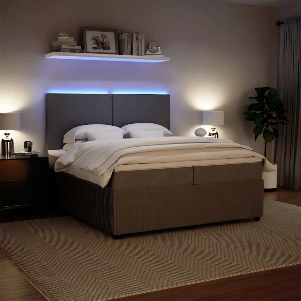 Sommier à lattes de lit et matelas Gris clair 200x200cm Velours - XIOS