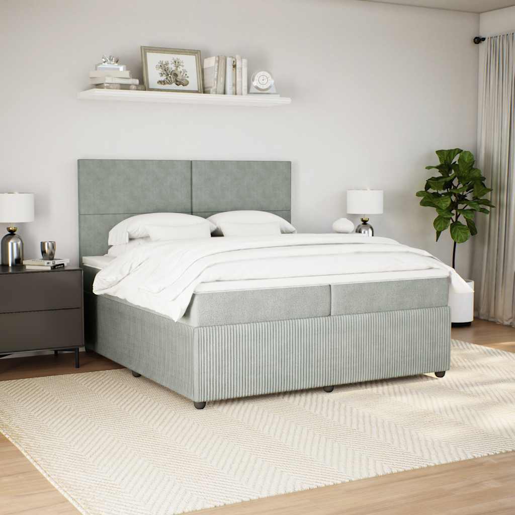 Sommier à lattes de lit et matelas Gris clair 200x200cm Velours - XIOS