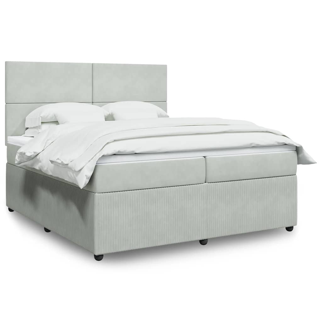 Sommier à lattes de lit et matelas Gris clair 200x200cm Velours - XIOS