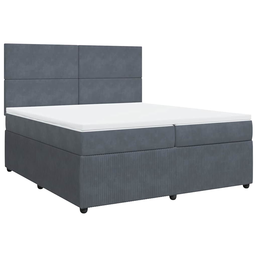 Sommier à lattes de lit et matelas Gris foncé 200x200cm Velours - XIOS