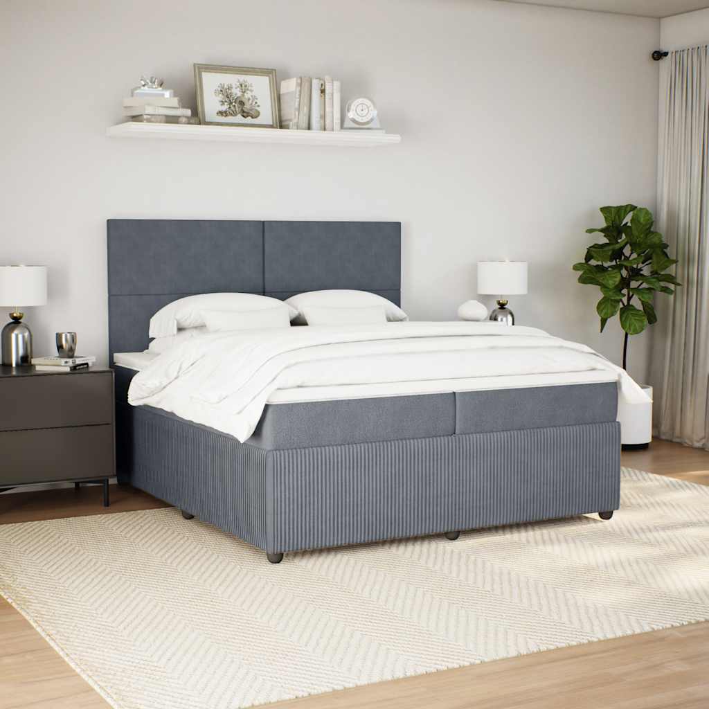 Sommier à lattes de lit et matelas Gris foncé 200x200cm Velours - XIOS