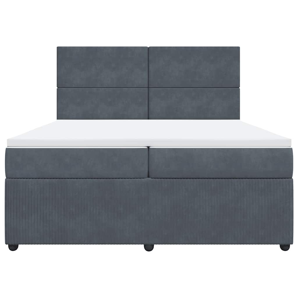 Sommier à lattes de lit et matelas Gris foncé 200x200cm Velours - XIOS