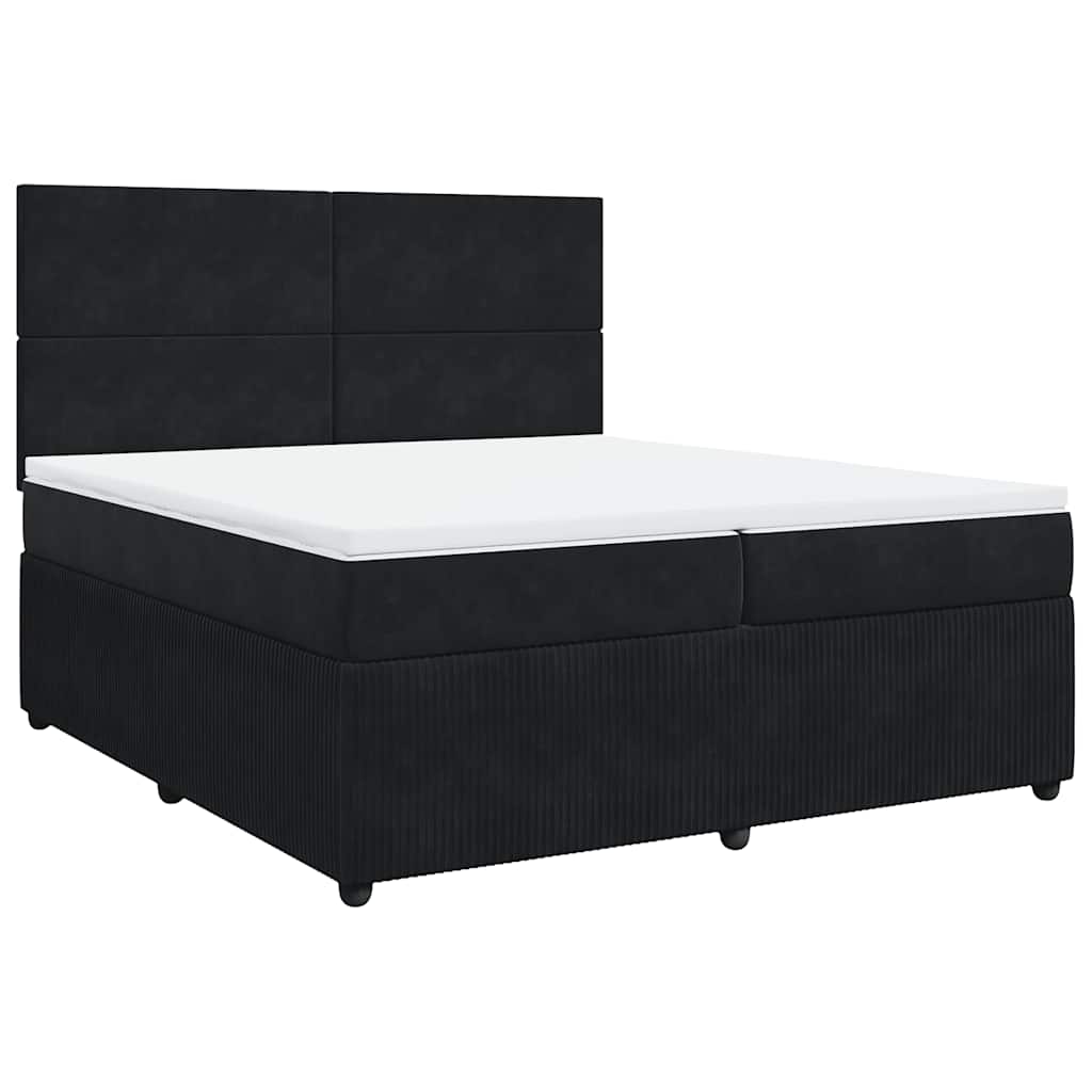 Sommier à lattes de lit et matelas Noir 200x200 cm Velours - XIOS