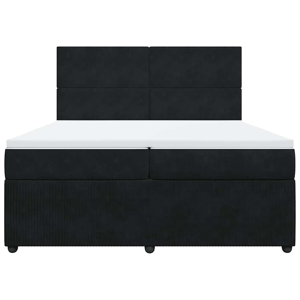 Sommier à lattes de lit et matelas Noir 200x200 cm Velours - XIOS