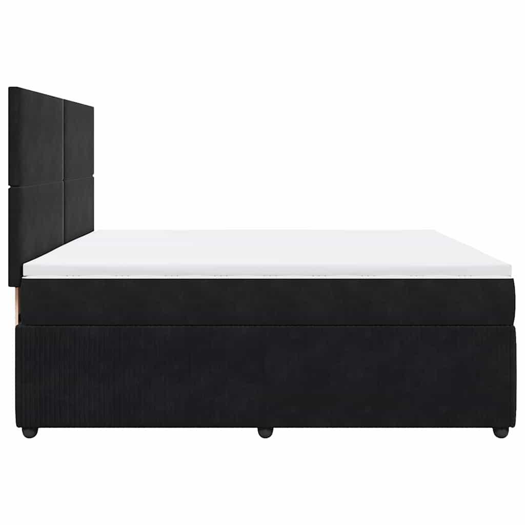 Sommier à lattes de lit et matelas Noir 200x200 cm Velours - XIOS